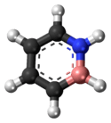 Ball-and-stick model of the 1,2-dihydro-1,2-azaborine molecule