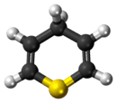 Ball-and-stick model of the 1,4-thiapyran molecule
