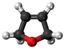 Ball-and-stick model of the 2,5-dihydrofuran molecule