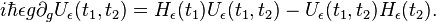 
i\hbar \epsilon g \partial_g U_\epsilon(t_1,t_2) = H_\epsilon(t_1)U_\epsilon(t_1,t_2)- U_\epsilon (t_1,t_2)H_\epsilon (t_2).
