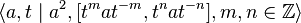 \langle a, t \mid a^2, [ t^m a t^{-m} , t^n a t^{-n} ], m, n \in \mathbb{Z} \rangle