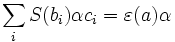 \sum_i S(b_i) \alpha c_i = \varepsilon(a) \alpha