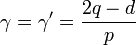  \gamma = \gamma' = \frac{2q -d}{p}  \,