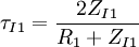 \tau_{I1}=\frac{2Z_{I1}}{R_1+Z_{I1}}