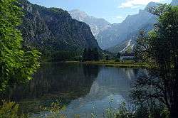 View of Almsee from the north towards the Totes Gebirge