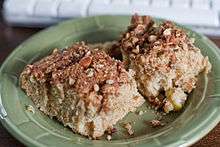 Apple coffee cake slices on a plate