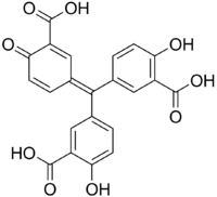 Skeletal formula of aurintricarboxylic acid