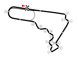 An image of the 1992 layout of the Autódromo Hermanos Rodríguez.