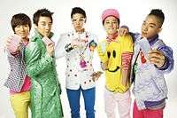 A photograph of Big Bang promoting LG phones