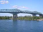 A view of the bridge's cantilevered main span.