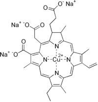 Structural formula of chlorophyllin, sodium salt