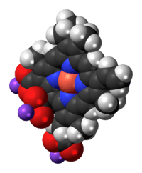 Space-filling model of the chlorophyllin molecule, sodium salt