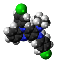 Space-filling model of the clofazimine molecule