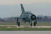 MiG-21 fighter taxiing