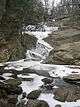 Water coursing over grey rocks