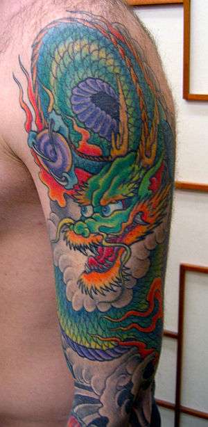 Custom Japanese dragon tattoo by Greg James