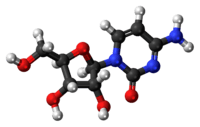 Ball-and-stick model of the cytidine molecule