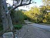 A view down historic De Luz Murrieta Road in De Luz, California