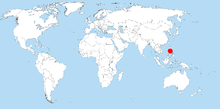 Map showing the range of the large Mindoro forest mouse on global scale