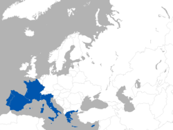 Map of Europe indicating the member countries of the Med Group