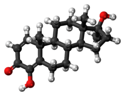 Ball-and-stick model of the enestebol molecule