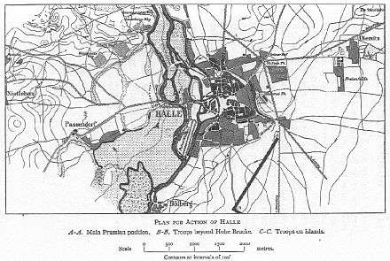 Map of the Battle of Halle by F. L. Petre