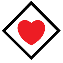 red heart in black square