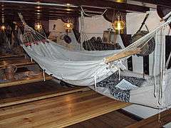 Hammocks rigged below