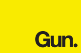 A yellow background, with the word "Gun" with a period at the end. The font is bold-faced, and is aligned exactly in the bottom right.