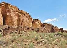 A color picture of a large masonry ruin