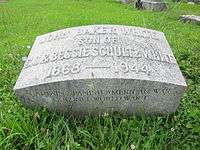 Gravestone marker viewed from its front