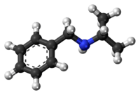 Ball-and-stick model of the isopropylbenzylamine molecule