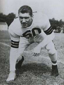 A publicity photo of John Yonakor in a Cleveland Browns uniform