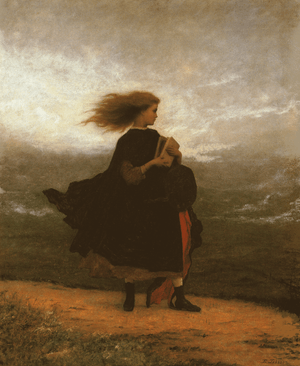 a women searching in the wind