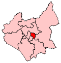 A small constituency, located in the centre of the county, to the east of two other small constituencies.