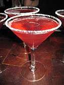 A Lemon Drop Martini prepared with raspberry liquor