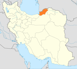 Map of Iran with Golestān highlighted