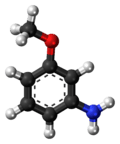 Ball-and-stick model of the m-anisidine molecule