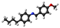 Ball-and-stick model of the MBBA molecule