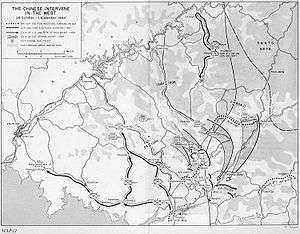 A map of Northwest Korea with arrows sweeping past Onjong