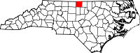 Map of North Carolina highlighting Caswell County