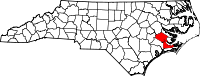 Map of North Carolina highlighting Craven County