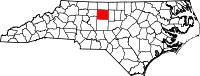 Map of North Carolina highlighting Guilford County