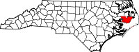 Map of North Carolina highlighting Hyde County