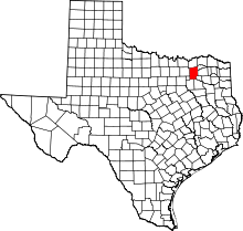 Map of Texas highlighting Hunt County