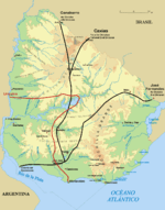 map of Uruguay showing the routes taken by the armies within the country