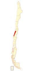 Range of Rhinoderma rufum (in red)