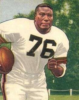 Marion Motley shown running on a 1950 football card