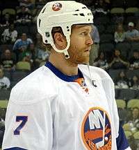 Matt Carkner on the ice.