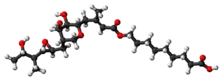 Ball-and-stick model of the mupirocin molecule